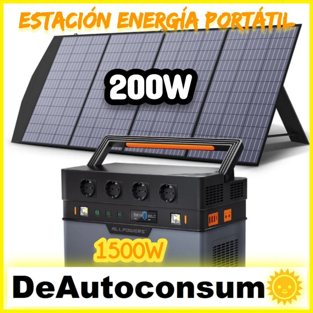 Estación de energía portátil AllPowers S1500 + Panel Solar 200 W Policristalino (DeAutoconsumo.com)